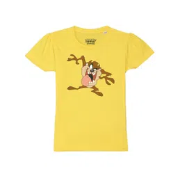 Looney Tunes by Wear Your Mind Girls Yellow Cotton Printed T-shirt-picture-12
