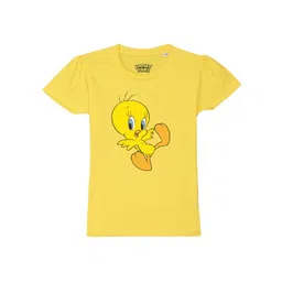Looney Tunes by Wear Your Mind Girls Yellow Cotton Printed T-shirt-picture-13