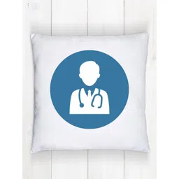 Loops n knots White & Blue Doctor Icon Printed Pre-Filled Cushion image 2