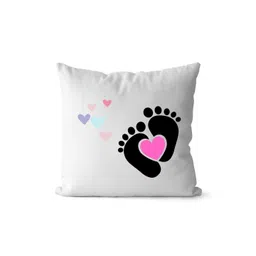 Loops n knots White & Pink Newborn Baby Footprint Printed Square Pre-FilledCushions-picture-37