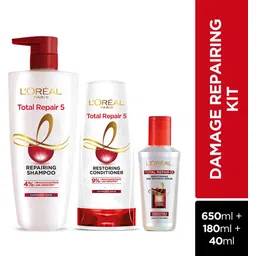 l'oréal paris Total Repair 5 Shampoo 650ml + Conditioner 180ml + Serum 40ml-picture-12