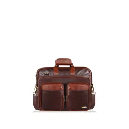 LOREM Men Black & Brown Textured Laptop Bag-picture-17