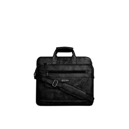 LOREM Men Black Textured Laptop Bag-picture-14