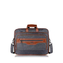 LOREM Men Grey & Tan Laptop Bag-picture-12