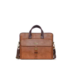 LOREM Men Tan Textured Laptop Bag-picture-20