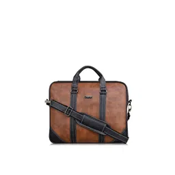 LOREM Unisex Brown & Black Textured Messenger Bag-picture-24