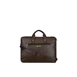 LOREM Unisex Coffee Brown And Black Textured Faux Leather Laptop Bag-picture-26