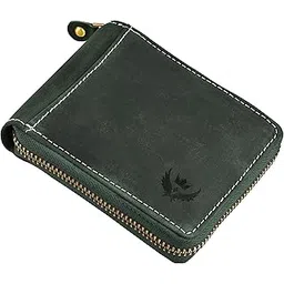 RFID Blocking Genuine Olive Green Hunter Leather Zipper Wallet for Men | Bi-Fold Wallet | Men's Wallet Purse | GL-42-image-1