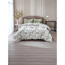 LORETO White Floral 144 TC Bedsheet with 2 Pillow Covers-picture-39