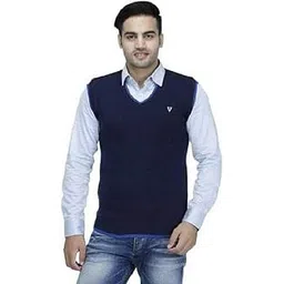 lorina Men's Winter Wear Soft Pure Wool Casual Solid Self Designed V-Neck Sweater Blue-picture-36