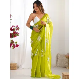 LOROFY Embellished Embroidered Silk Blend Designer Saree-picture-28