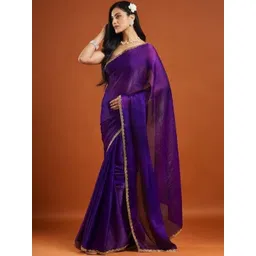 LOROFY Women Beads and Stones Chanderi Saree-picture-25