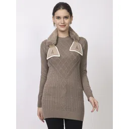 Lory Cable Knit Woollen Longline Pullover-picture-26
