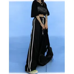 lothric Women Self Design, Striped Black Track Pants-picture-11