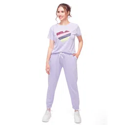 Lotik Women Printed Cotton T-Shirt With Joggers Co-Ords-picture-27