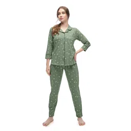 Lotik Women Printed Lapel Collar Night Suit-picture-33