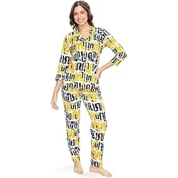 lotik Women's Cotton Geomatric Print Shirt & Payjama Full Sleeve Nightsuit Set-picture-50