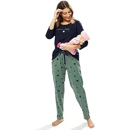lotik Women's Cotton Heart Printed Top & Payjama Full Sleeve Feeding Nightsuit-picture-33