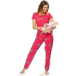 lotik Women's Cotton Rainbow Print Feeding Top & Payjama Nightsuit Set-picture-30