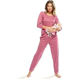 lotik Women's Cotton Traingle Print Feeding Top & Payjama Full Sleeve Nightsuit Set-picture-33