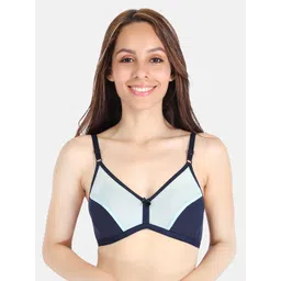 LOTUSLEAF Blue & Black Non-Padded Colourblocked Bra-picture-14