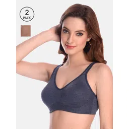 LOTUSLEAF Blue & Brown Smooth Lift Classic Soft Cup High Support Bra-picture-16