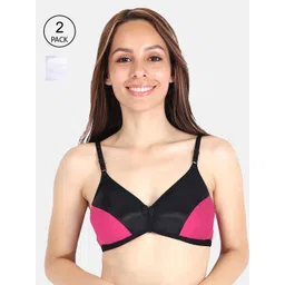 LOTUSLEAF Pack Of 2 Pink & White Non Padded  Bra-picture-26