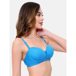 LOTUSLEAF Pack of 2 Women Blue & Green Bra Lightly Padded Cotton Demi Non-Wired Bra image 5