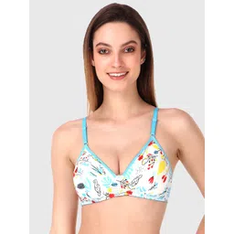 LOTUSLEAF White & Blue Abstract Printed T-Shirt Bra - Lightly Padded-picture-11