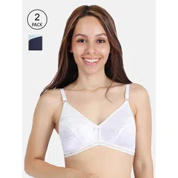 LOTUSLEAF Women Pack Of 2 White & Blue Non-Padded Wire Free Regular Bra-picture-39