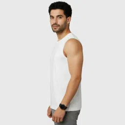louis elora Men's Polyester Dry-Fit Sleeveless Gym Vest, Breathable Lightweight Sports Vest, Wrinkle Free Workout Wear, Black and White (in, Alpha, 2XL, Regular, White) image 1