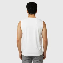 louis elora Men's Polyester Dry-Fit Sleeveless Gym Vest, Breathable Lightweight Sports Vest, Wrinkle Free Workout Wear, Black and White (in, Alpha, 2XL, Regular, White) image 3