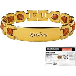 louis miller Personalized 24K Gold Plated Rudraksha Name Bracelet | Comes With Rudraksha Certfied Card | Adjustable Size-picture-43