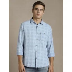 Louis Philippe Jeans Checked Slim Fit Spread Collar Pure Cotton Shirt-picture-15