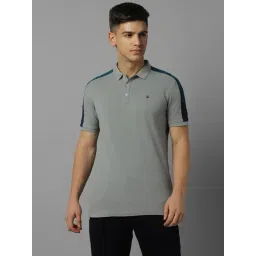 Louis Philippe Jeans Grey Cotton Slim Fit Printed Polo T-Shirt-picture-36
