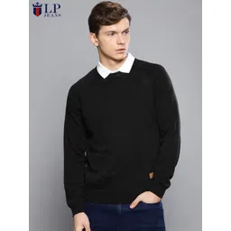 Louis Philippe Jeans Men Black Solid Pullover-picture-15