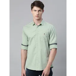 Louis Philippe Jeans Men Green Slim Fit Solid Pure Cotton Casual Shirt-picture-15