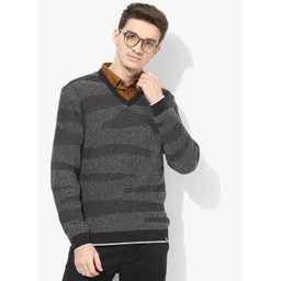 Louis Philippe Jeans Men Grey Self Design Sweater-picture-23