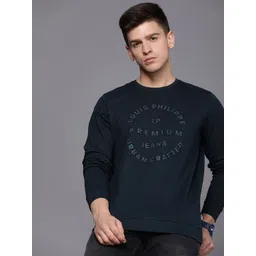 Louis Philippe Jeans Men Navy Blue Pure Cotton Applique Pullover Sweatshirt-picture-35