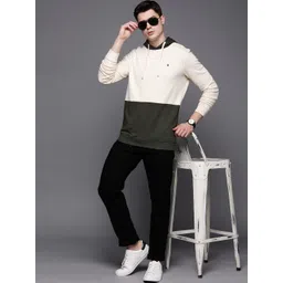 Louis Philippe Jeans Men Pure Cotton Colourblocked Hooded Sweatshirt-picture-15