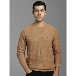 Louis Philippe Jeans Men Self Design Textured Crew Neck Full Sleeve Pullover Sweater-picture-18