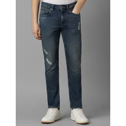 Louis Philippe Jeans Men Slim Fit Mildly Distressed Light Fade Jeans-picture-38