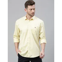 Louis Philippe Jeans Men Yellow Regular Fit Solid Casual Shirt-image-9