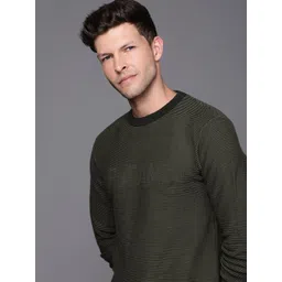 Louis Philippe Jeans Pure Cotton Self Design Striped Pullover Sweaters-picture-23