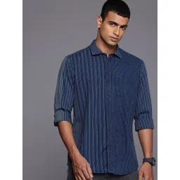 Louis Philippe Jeans Slim Fit Striped Pure Cotton Casual Shirt-picture-15