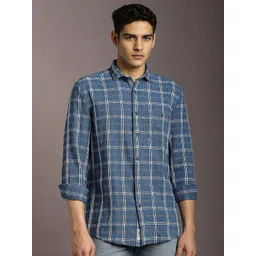 Louis Philippe Jeans Spread Collar Tartan Checked Slim Fit Pure Cotton Shirt-picture-16