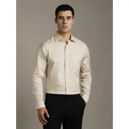 Louis Philippe Beige Cotton Regular Fit Printed Shirt-picture-34