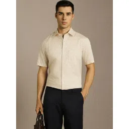 Louis Philippe Beige Cotton Regular Fit Printed Shirt-picture-42