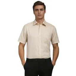 Louis Philippe Beige Cotton Regular Fit Shirt-picture-29