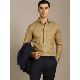 Louis Philippe Beige Cotton Regular Fit Shirt-picture-16
